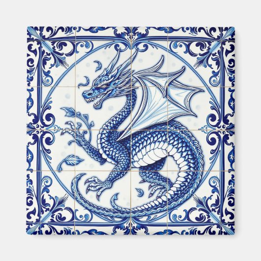 Saphir-Mond-Drache-Magnet Magnet (Vorne)
