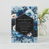 Saphir Moody Bloom Hochzeit Einladung (Stehend Vorderseite)