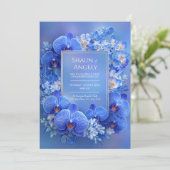 Saphir Orchidee Vergoldeter Gradient Hochzeit Einladung (Stehend Vorderseite)