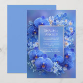 Saphir Orchidee Vergoldeter Gradient Hochzeit Einladung (Vorne/Hinten)