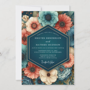 Saphir Paprika Dramatische Hochzeit Einladung