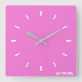Saphir pink farbname quadratische wanduhr