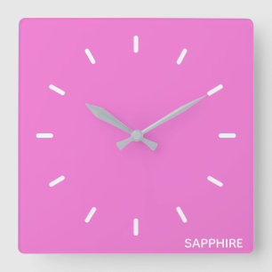 Saphir pink farbname quadratische wanduhr