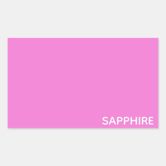 Saphir pink farbname rechteckiger aufkleber (Vorderseite)