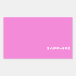 Saphir pink farbname rechteckiger aufkleber