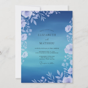 Saphir-Reben-Laub-Hochzeit Einladung