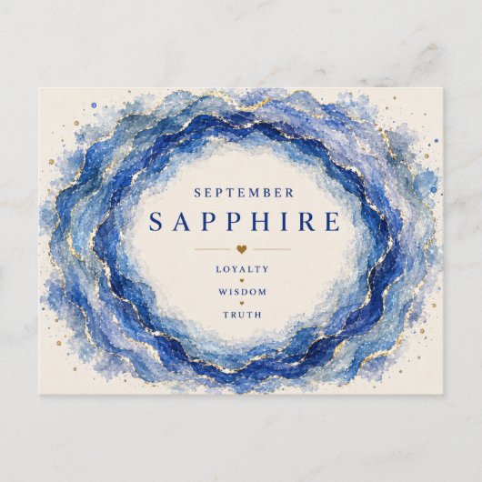 Saphir September Geburtsstein Postkarte (Vorderseite)