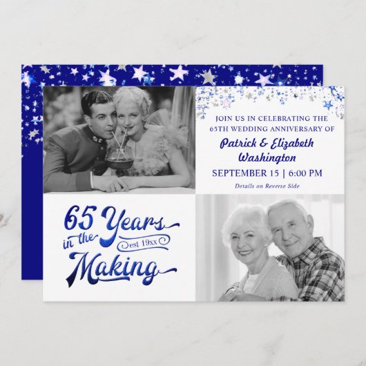 Saphir Silver Stars zum 65. Jubiläum Einladung (Vorne/Hinten)