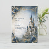 Saphir-Stern-Schloss-Hochzeit Einladung (Stehend Vorderseite)