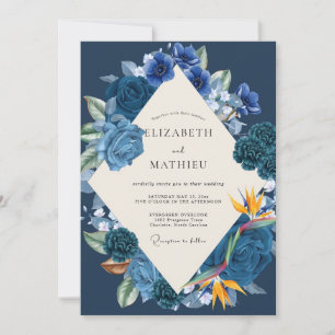 Saphir-Tropische-Exotische-Eukalyptus-Hochzeit Einladung