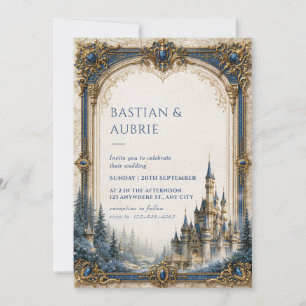 Saphir-Turm-Schloss-Hochzeit Einladung