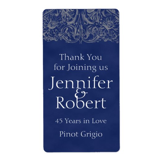 Saphir und Silver 45-jähriges Weinlabel (Vorne)