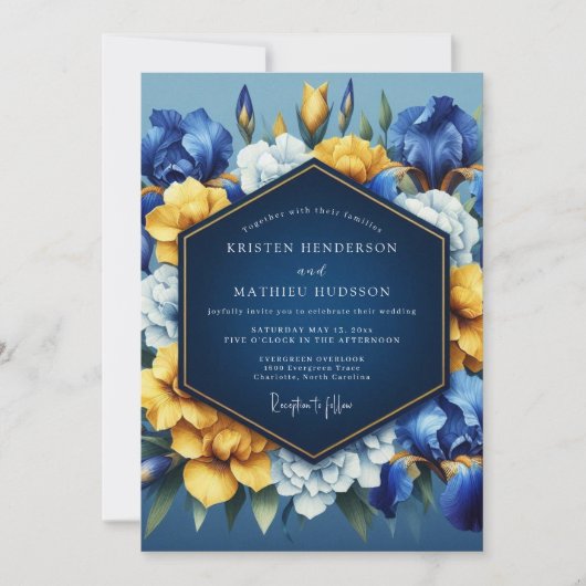 Saphir-Vibrant-Blüten-Hochzeit Einladung (Vorderseite)
