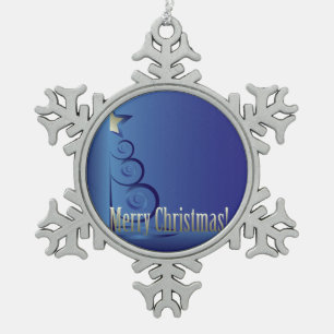Saphir-Weihnachtsbaum Schneeflocken Zinn-Ornament