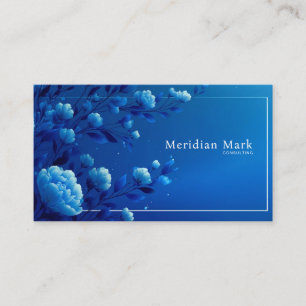 Saphirblau Floral Modern Geometrisch Elegant Visitenkarte