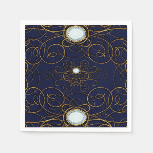 Saphirblau und goldene Diamant-Jubiläumsfeier Serviette