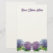 Saphirblaue Hortensien Briefpapier (Vorne/Hinten)