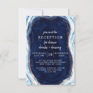 Saphirblaue Roségold-Geode Hochzeitsempfang Einladung