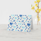 Saphirblaue Wasserfarben-Herzen Karte (Gelbe Blume)