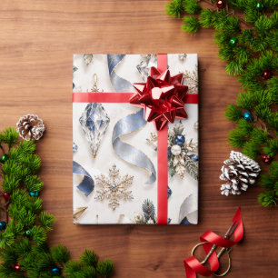 Saphirblaue Winter-Juwel-Rippen Geschenkpapier