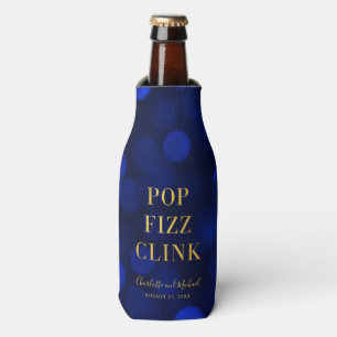 Saphirblauer Bokeh-Faux-Gold-Pop-Fizz-Klirren Flaschenkühler