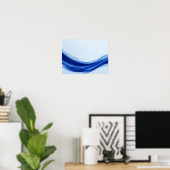 Saphirblauer Fluid Wave Abstract Poster (Heimbüro)