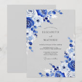 Saphirblauer Frostiger Winterhochzeit Einladung (Vorne/Hinten)