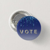 Saphirblauer Glitter-Tropfen Button (Vorne & Hinten)