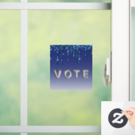 Saphirblauer Glitter-Tropfen Fensteraufkleber