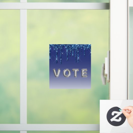Saphirblauer Glitter-Tropfen Fensteraufkleber (Zuhause)