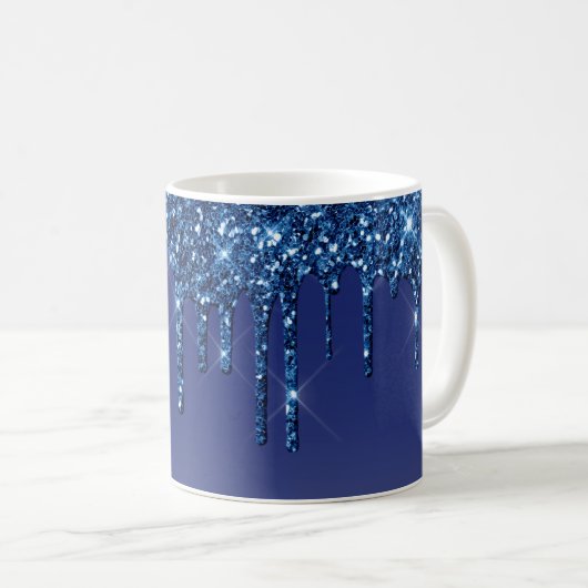 Saphirblauer Glitter-Tropfen Kaffeetasse (VorderseiteRechts)