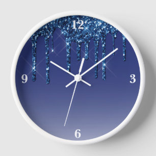 Saphirblauer Glitter-Tropfen Uhr