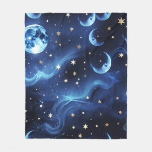 Saphirblauer Himmel-Mond-Decke – Luxuriöse Naht Fleecedecke