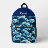 Saphirblauer Ozean Bedruckter Rucksack (Vorderseite)