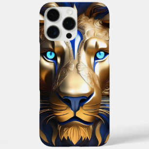 Saphirblauer und goldener Löwe, iPhone 16 Pro Max Hülle