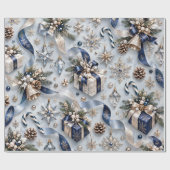 Saphirblauer Winter Weihnachtsgeschenke Geschenkpapier (Flach)
