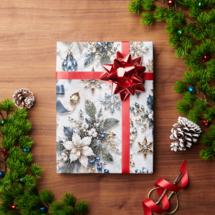 Saphirblauer Winterflor Geschenkpapier
