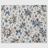 Saphirblauer Winterflor Geschenkpapier (Flach)