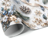 Saphirblauer Winterflor Geschenkpapier (Rolleneckpunkt)