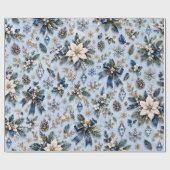 Saphirblaues Eis-Winter-Blumendesign Geschenkpapier (Flach)