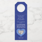 Saphire 45. Hochzeit Jubiläum Foto Herz Flaschenanhänger (Vorderseite)