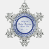 Saphire 45. Hochzeitsszenario Schneeflocken Zinn-Ornament (Vorderseite)