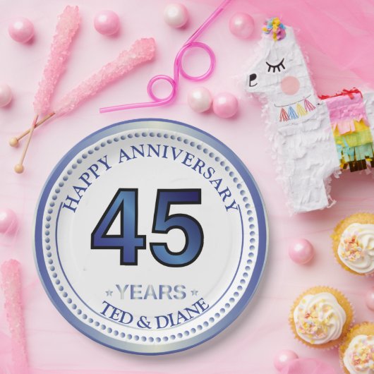 Saphire 45. Jubiläum Papierplatte Pappteller (Party)