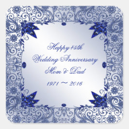 Saphire 45. Wedding Anniversary Square Sticker