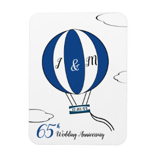 Saphire 65. Hochzeitstag Heißluftballon Magnet