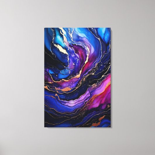 Saphire Amethyst Ink Stretched Canvas Print Leinwanddruck (Vorderseite)