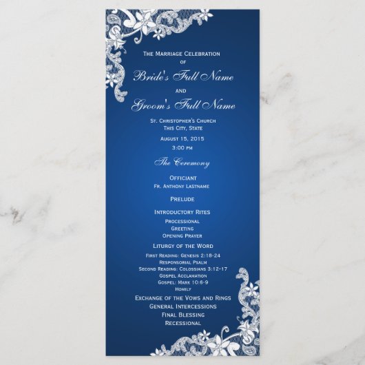 Saphire and Lace Wedding Program Programm (Vorderseite)