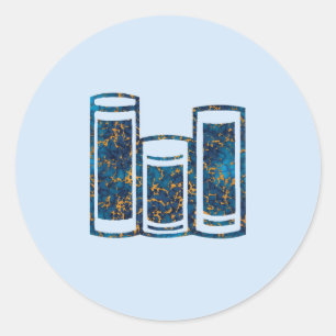 Saphire Blue and Gold Marmor Texture auf Büchern Runder Aufkleber