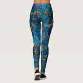 Saphire Blue and Gold Marmor Texture Design Leggings (Rückseite)