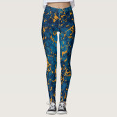 Saphire Blue and Gold Marmor Texture Design Leggings (Vorderseite)